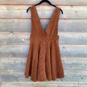 Brown Corduroy Button-Down Dress